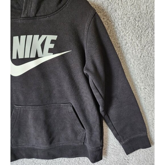 Nike Black Swoosh Logo Kangaroo Pocket Basic Pullover Hoodie Youth Size Large 7 - Picture 4 of 11